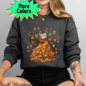Fall Sweatshirt, Cat Lovers Sweatshirt, Fall Lover, Cats Autumn Fall Shirt, Autumn School Shirt, Fall Teacher Shirt, Cute Autumn Cat Shirt