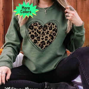 Leopard Print Heart Sweatshirt, Wildlife Animal Lover Valentine's Gift