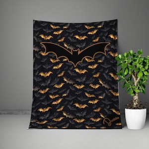 Halloween Bats Blanket, Personalized Halloween Blanket,Bats Lover Bat Blanket,Halloween Bats Gift Ideas,Flying Black Bats,Boy Girl Gift B001