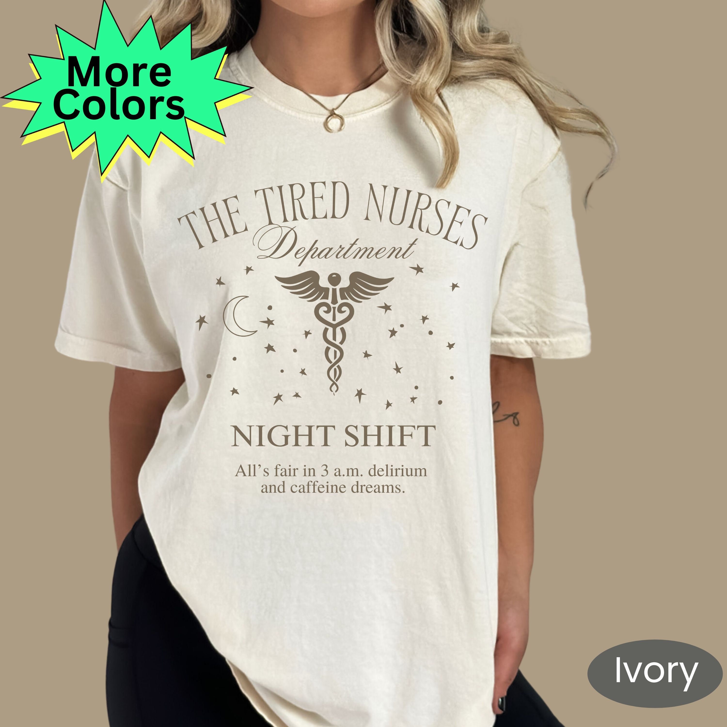Funny Night Shift Nurse T-shirt: Tired Nurses Department, RN Team Shirt ...