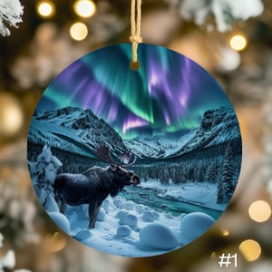 Northern Lights Ornament, Mountain Forest Nature Lover Ornament ...