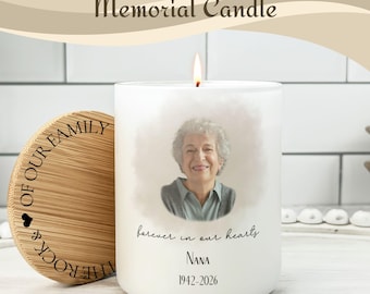 Personalized Memorial Candle, Sympathy Bereavement Gift, Engraved Bamboo Lid CJ28