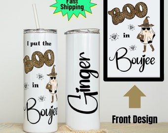 Leopard Print Ghost Witch Tumbler: Boujee Halloween Mom Gift