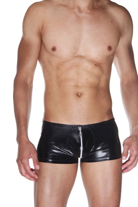 Men's Boxer Briefs Underwear for Men Sexy Thong Faux Leather