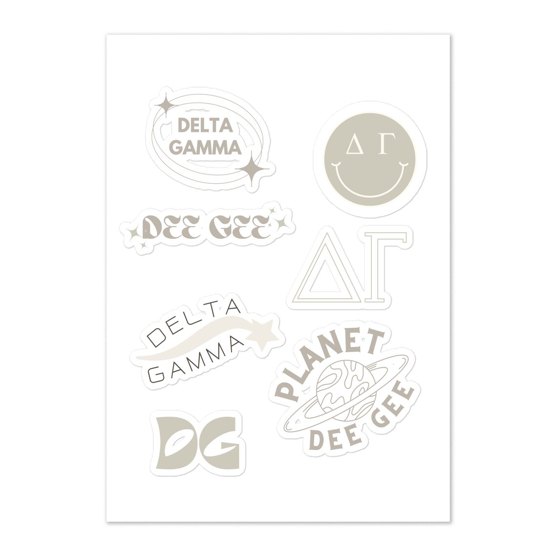 Neutral Sorority Stickers Delta Gamma Etsy