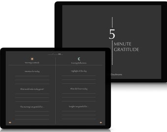 Diario digital de gratitud y reflexión de 5 minutos Páginas oscuras