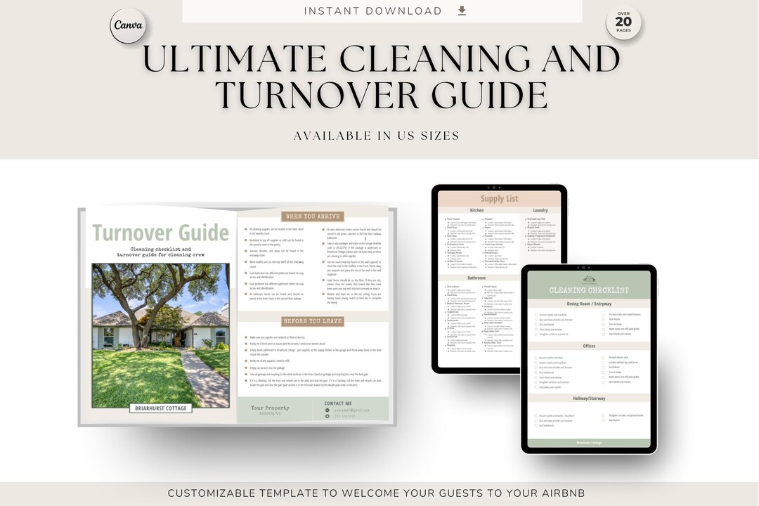 Airbnb Cleaning Checklist and Turnover Guide Template Etsy