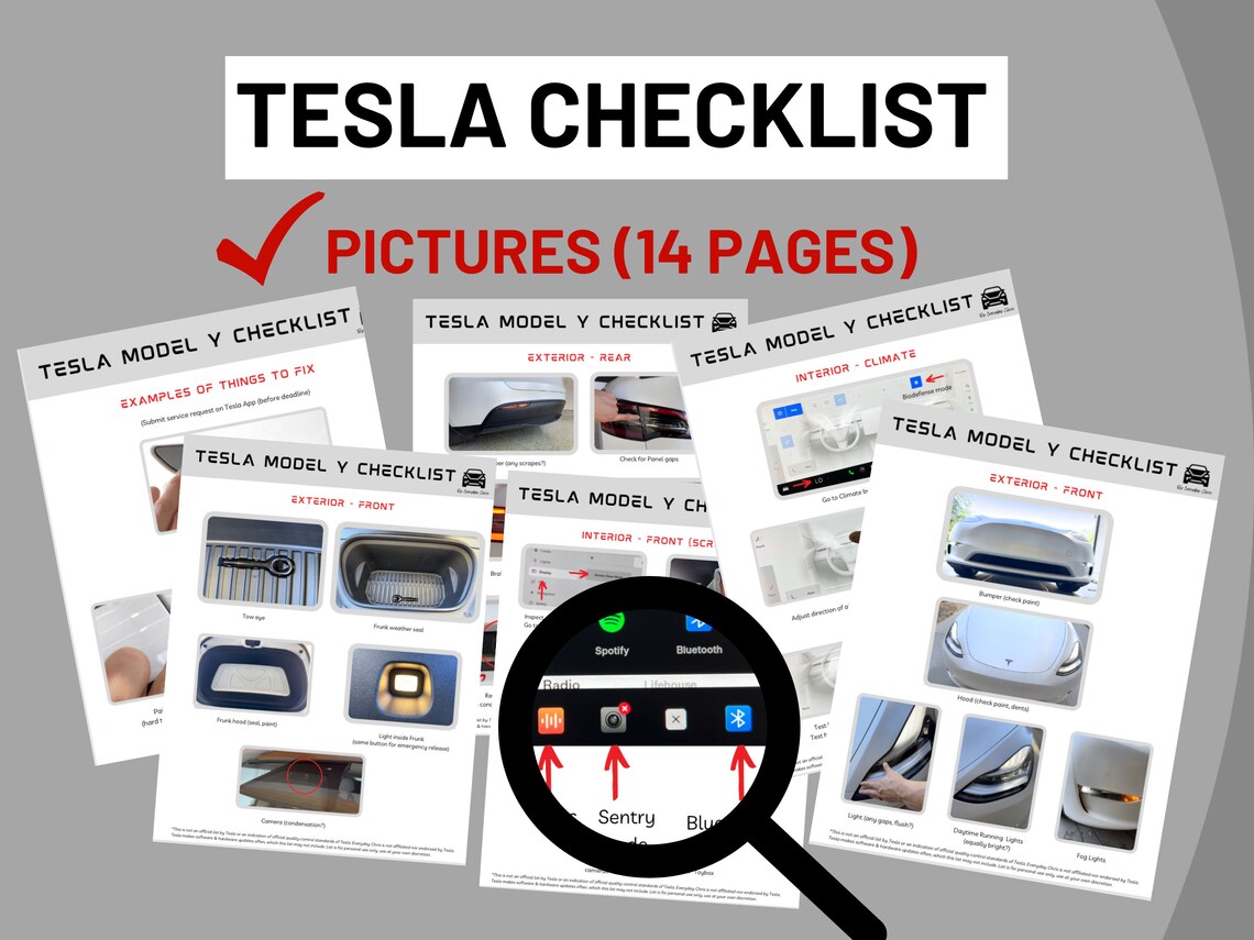 Tesla Model Y Delivery Checklist 2024 Etsy