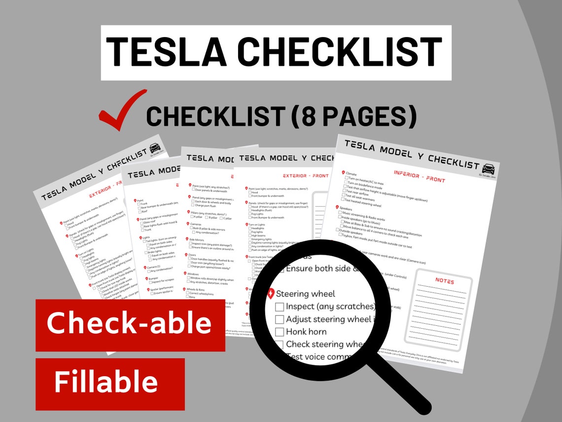 Tesla Model Y Delivery Checklist 2025 Etsy