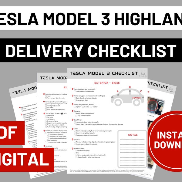 Onofficiële checklist voor levering van Tesla Model 3 Highland (2024)