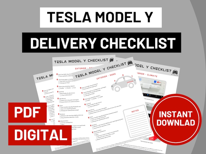 Tesla Model Y Delivery Checklist 2024 Etsy