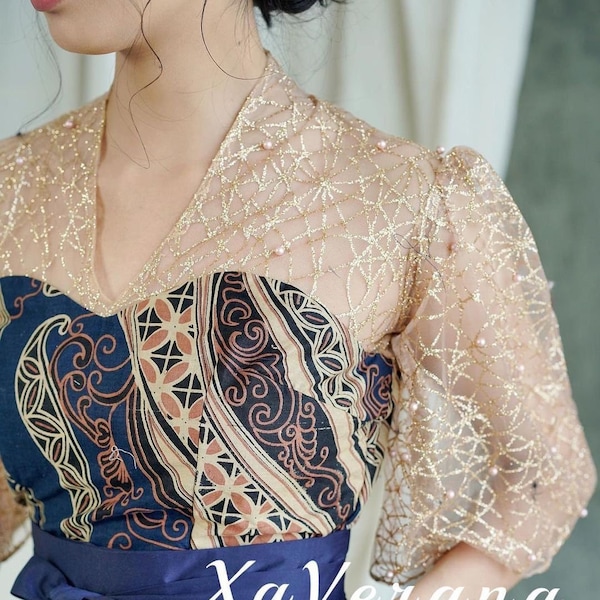 indonesian batik dress, modern batik dress, pencil dress with v neck, formal event dress, wedding guest dress, handmade batik dress