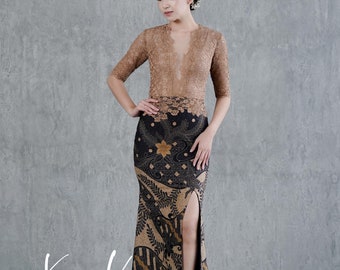 Black Lace Kebaya Dress | Indonesian Batik Evening Gown, Formal Wear - Etsy