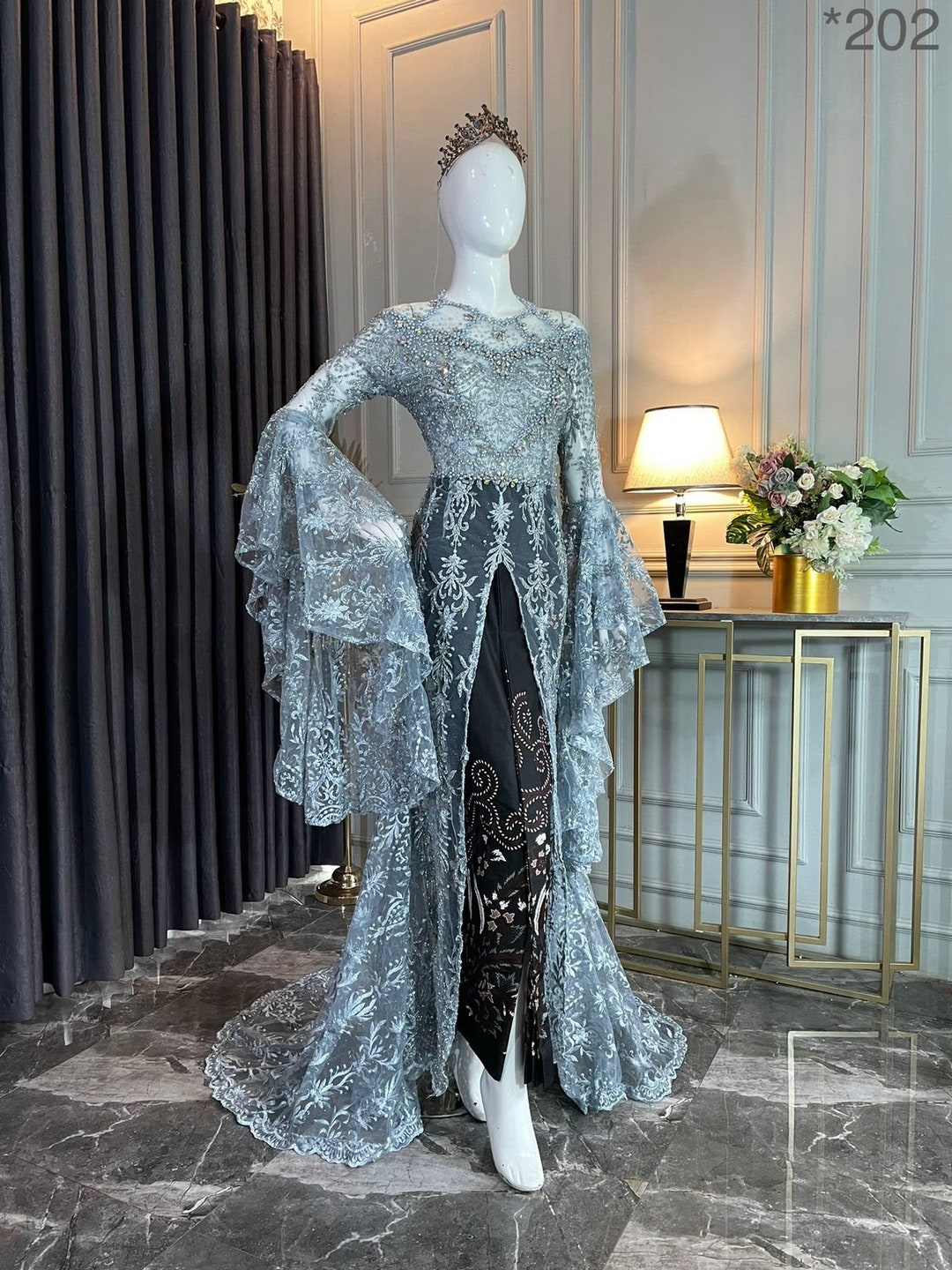 パーティードレス錦　Party Dress(Indonesia form) Sequin Lace Kebaya Wedding Dress – Indonesian Baju Nikah With