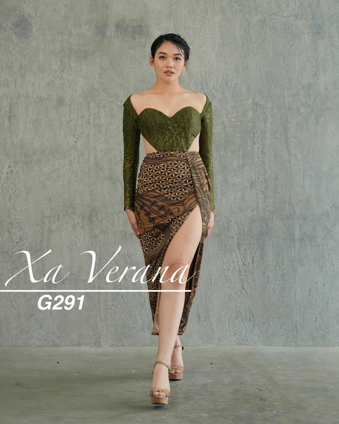 Buy Custom Kebaya Dress: Modern Batik Brocade Party Dress Online in India 