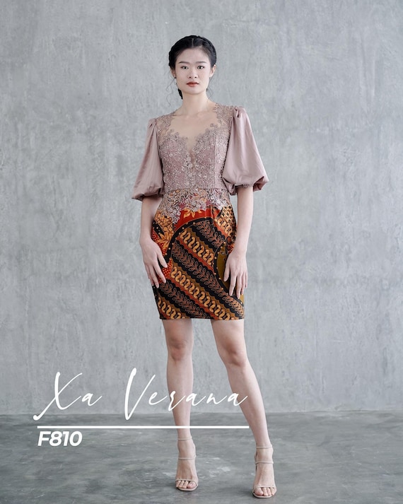 Batik Indonesia Formal Event Dress Batik Kebaya Modern Indonesia Clothing Women Embroidery Dress balloon Sleeve Custom Evening Dress Etsy Canada