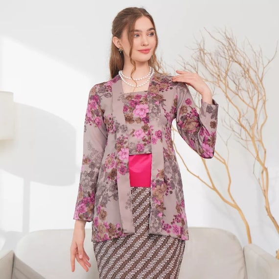 kebaya wedding guest dress, custom kebaya, indonesian clothing, one set  kebaya, custom formal event dress, batik indonesia, cotton kebaya