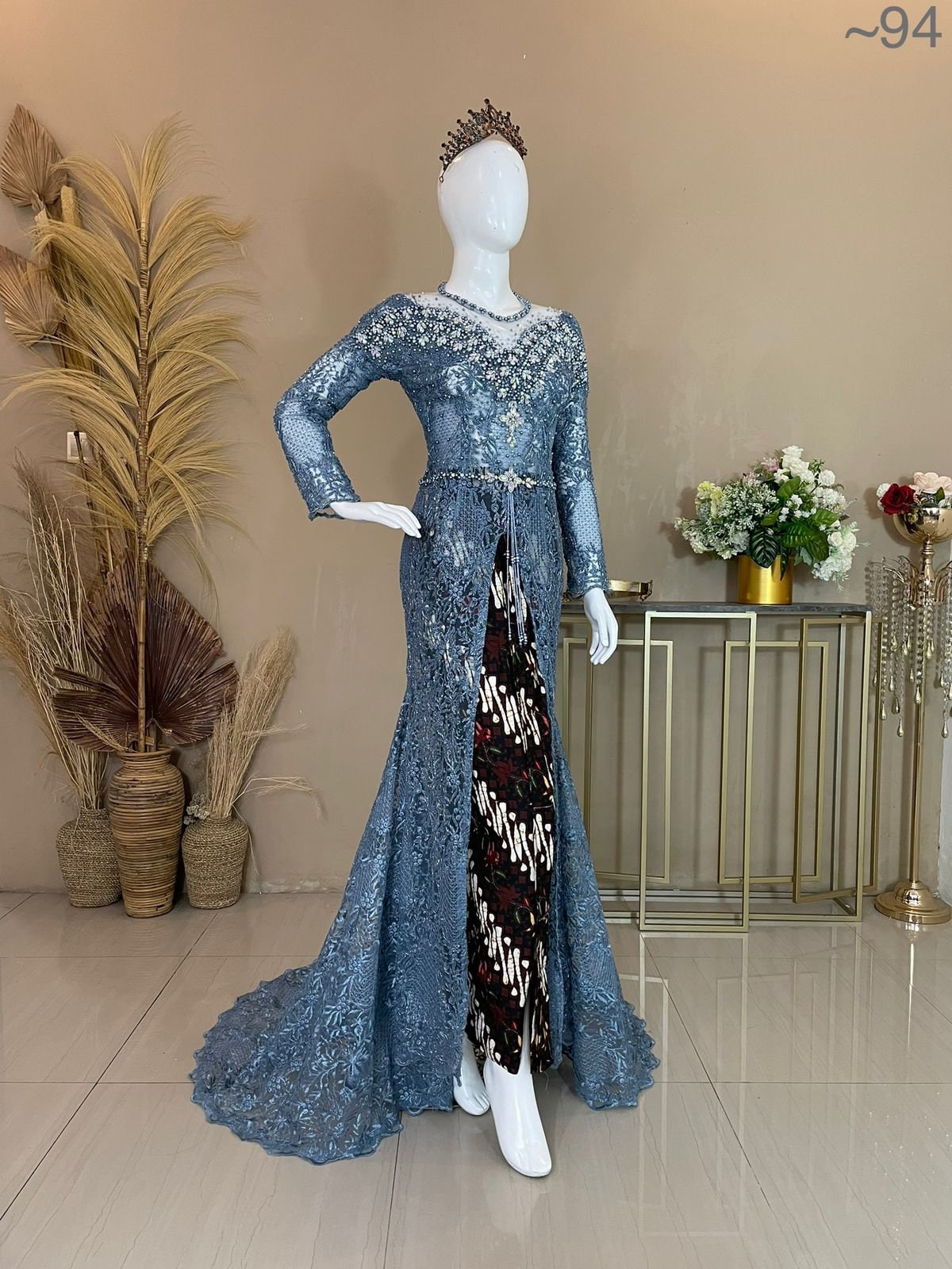 modern kebaya wedding dress Sequin Lace Kebaya Wedding Dress