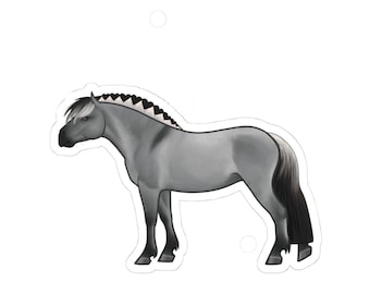 Fjord Horse- Gray, Heart Mane, Horse Art, Horse Lover, Equestrian, Sticker, Laptop, Scrapbooking, vinyl