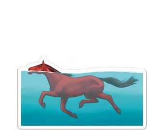 Horses in Motion- Swimming, Horse Art, Horse Lover, Equestrian, Sticker, Laptop, Scrapbooking, vinyl