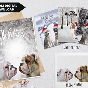 Carte de Noël personnalisée représentant un animal de compagnie. Carte de vœux pour chien enneigé réalisée à partir d'une photo. Chat, chien ou tout autre animal de compagnie ! Fichier numérique 6 x 8 jpeg et png.