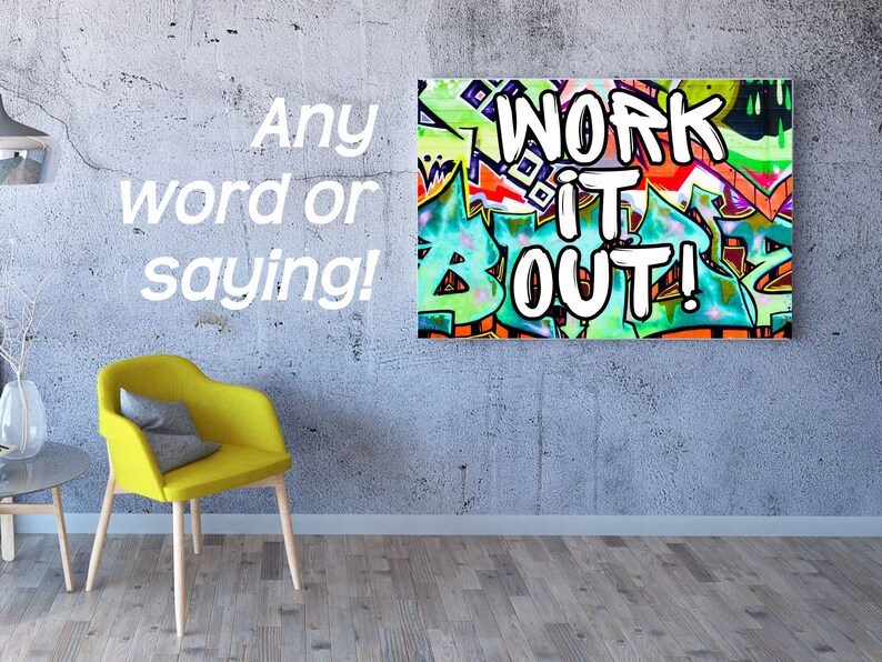 Custom Graffiti Wall Art Name Sign. Colorful Street Art Print Etsy