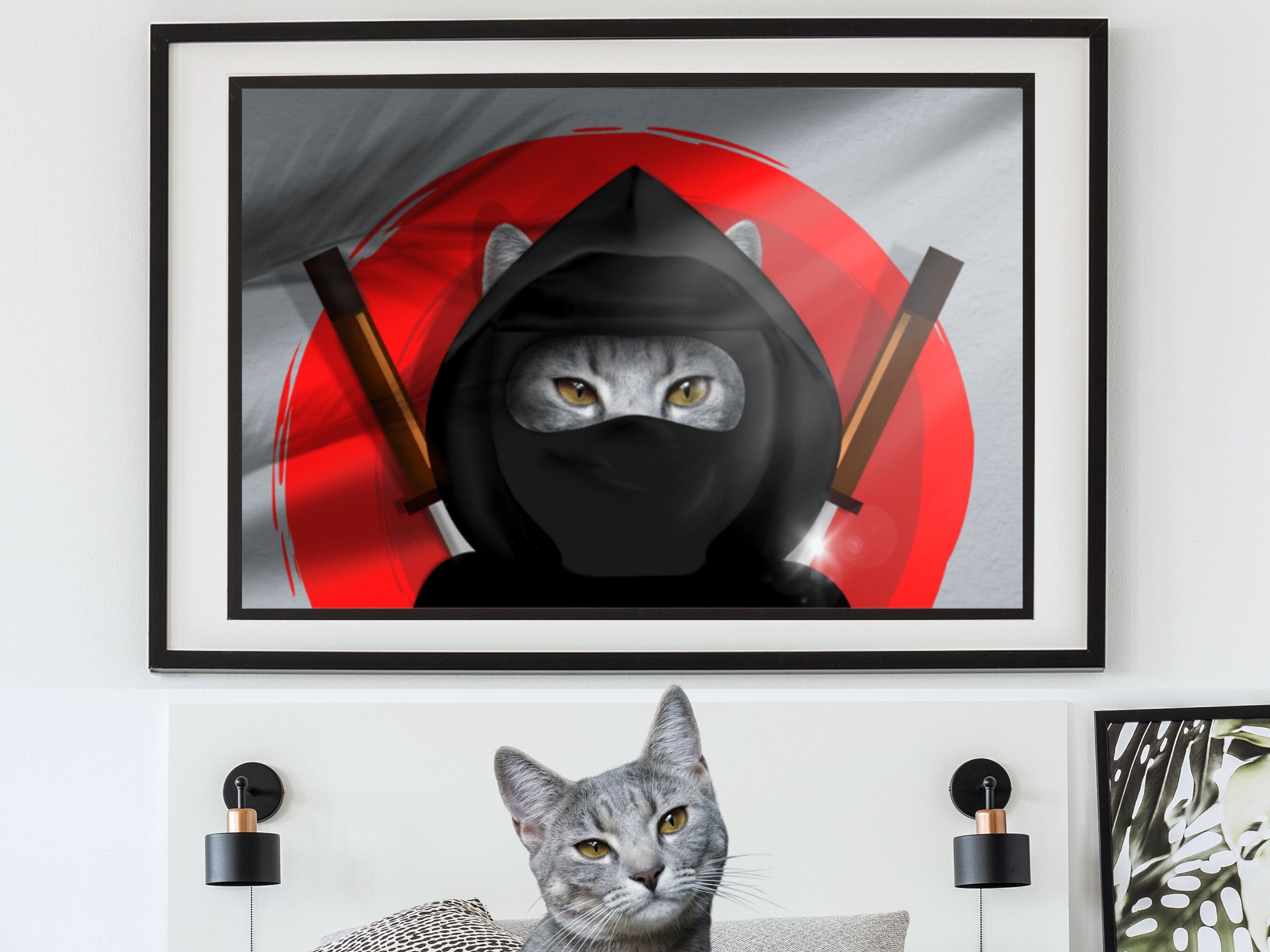 Cat Master Ninja Shark Attack Funny Photographic Print for Sale by  ZanLepotan