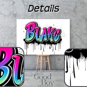 Custom Graffiti Name Wall Art Sign. Canvas or Poster Print. Pink Blue ...
