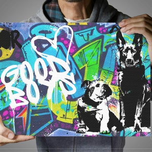 Custom graffiti art portrait of your dog. Pop Art graffiti street art style poster print. Dog mom, dad, Gift idea. Pet portrait memorial art