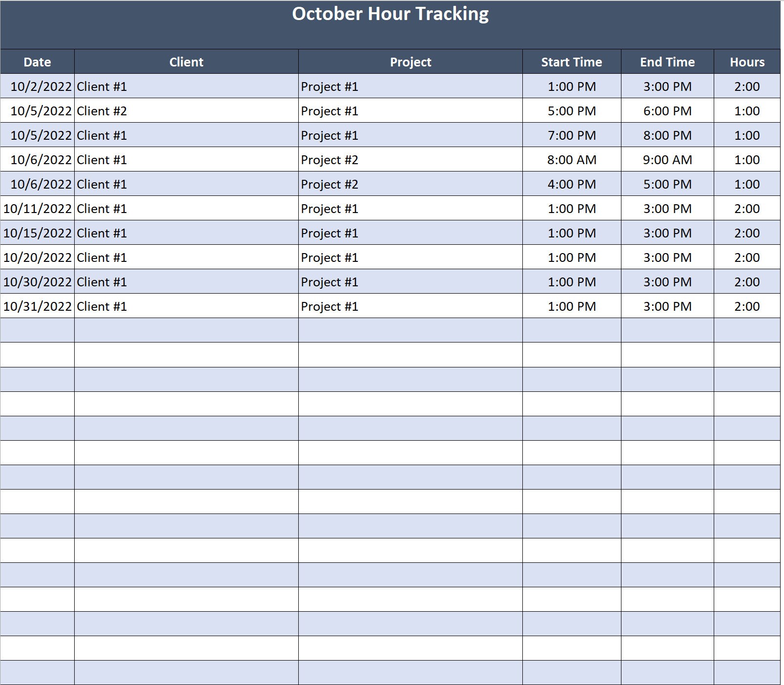 Freelance Monthly Hour Tracker With Timesheet Report Microsoft Excel ...