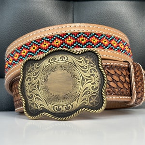 Leren leren riem voor heren 1,5" met western-reliëfgesp Gepersonaliseerde cowboy gegraveerde rodeo volnerf leren riem