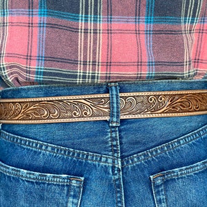 Floral Engraved Leather Belt