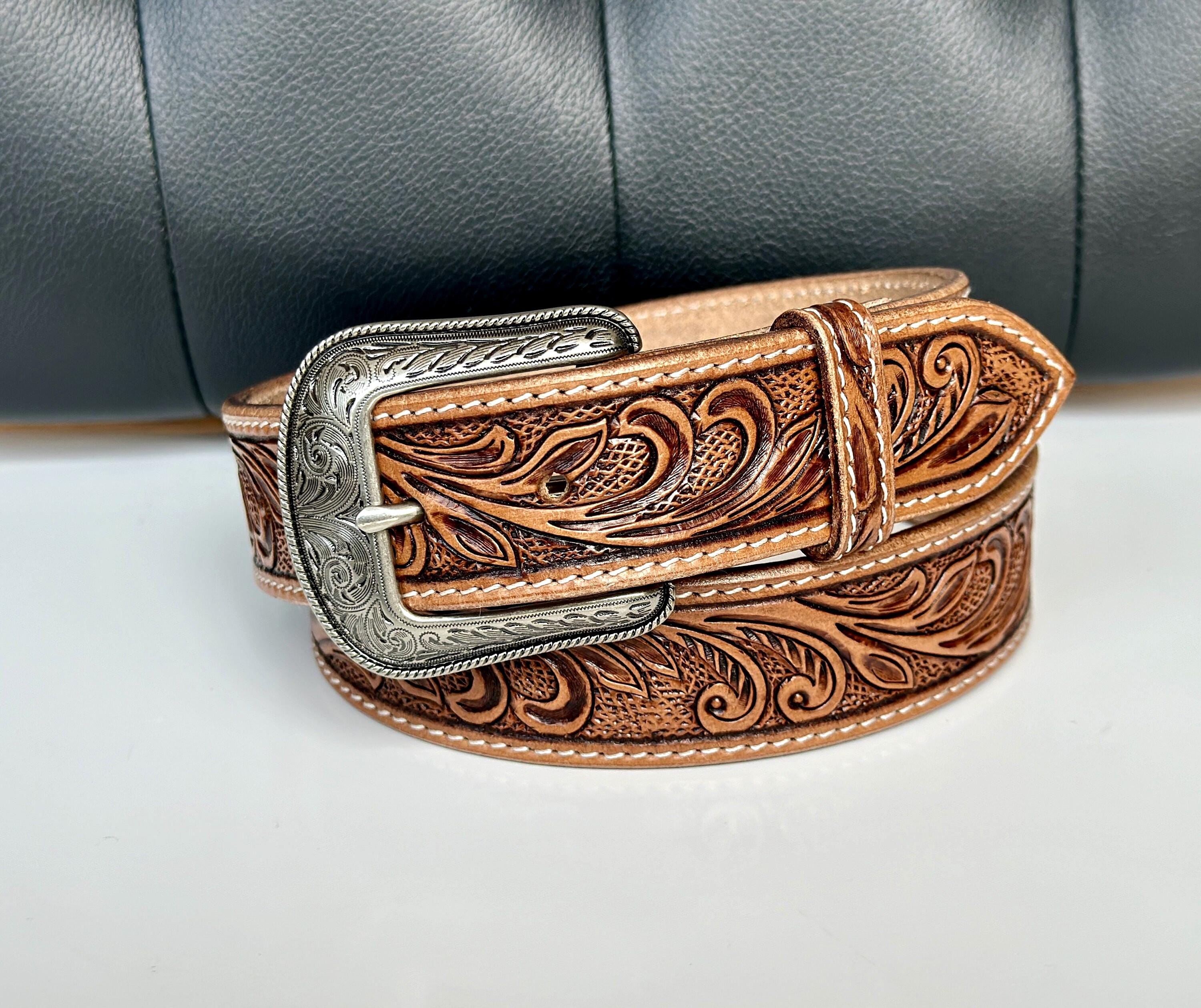 Handmade Western Men's Full Grain Leather Belt With Western Buckle