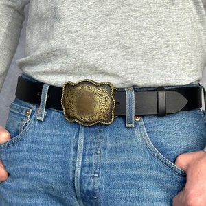 Men&#39;s Western Tooled Genuine Leather Belt with Belt Buckle Handmade Personalized Men’s Cowboy 1.5&quot; Embossed Full Grain Cowboy Leather Belt