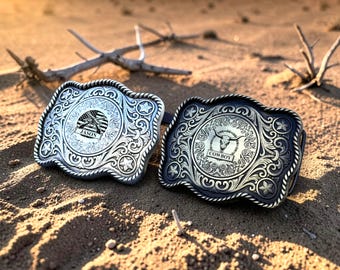 Personalisierte westliche Gürtelschnalle, individuelle Cowboyschnalle mit graviertem Monogramm, Herrengeschenk im Landhausstil, Rodeo-Accessoire, Geschenk zum Vatertag