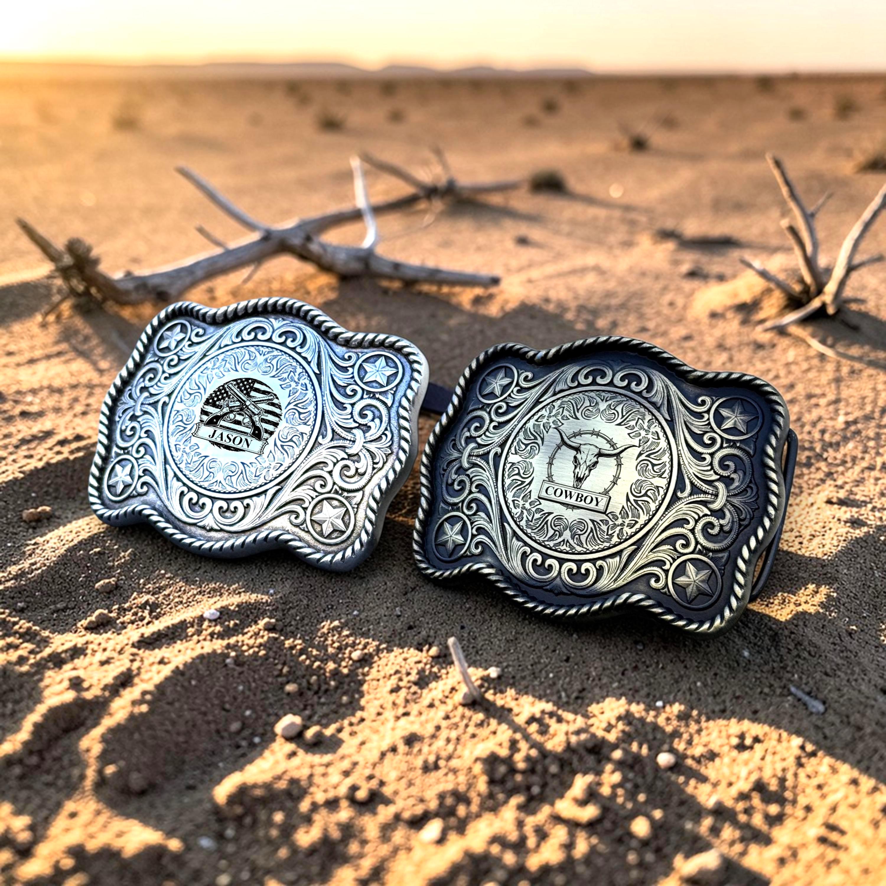 Personalized Western Belt Buckle, Custom Cowboy Buckle With Engraved ...