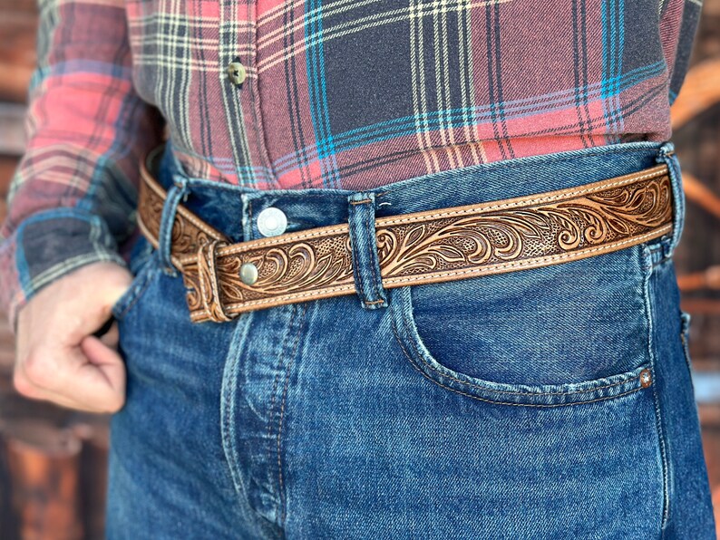floral western belt for men