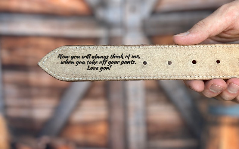 laser engraving on leather belt for men