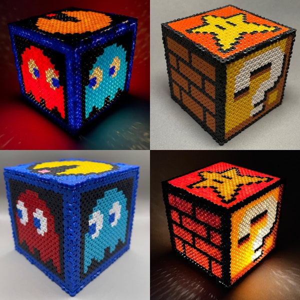 Retro Gaming themed box light Hama/Perler beads