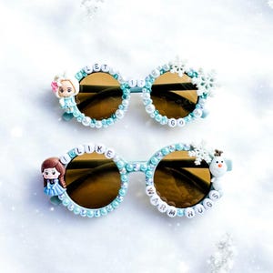Custom Ice Queen Sister Kids Sunglasses | Character Glasses | Sunnies | Cute | Monogram Gift for Children | Personalized Toddler Elsa Anna