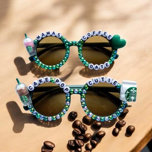 Custom Coffee Kids Sunglasses | Character | Fun Sunnies | Cute Shades | Monogram Gift for Children | Personalized Toddler Cake Pop