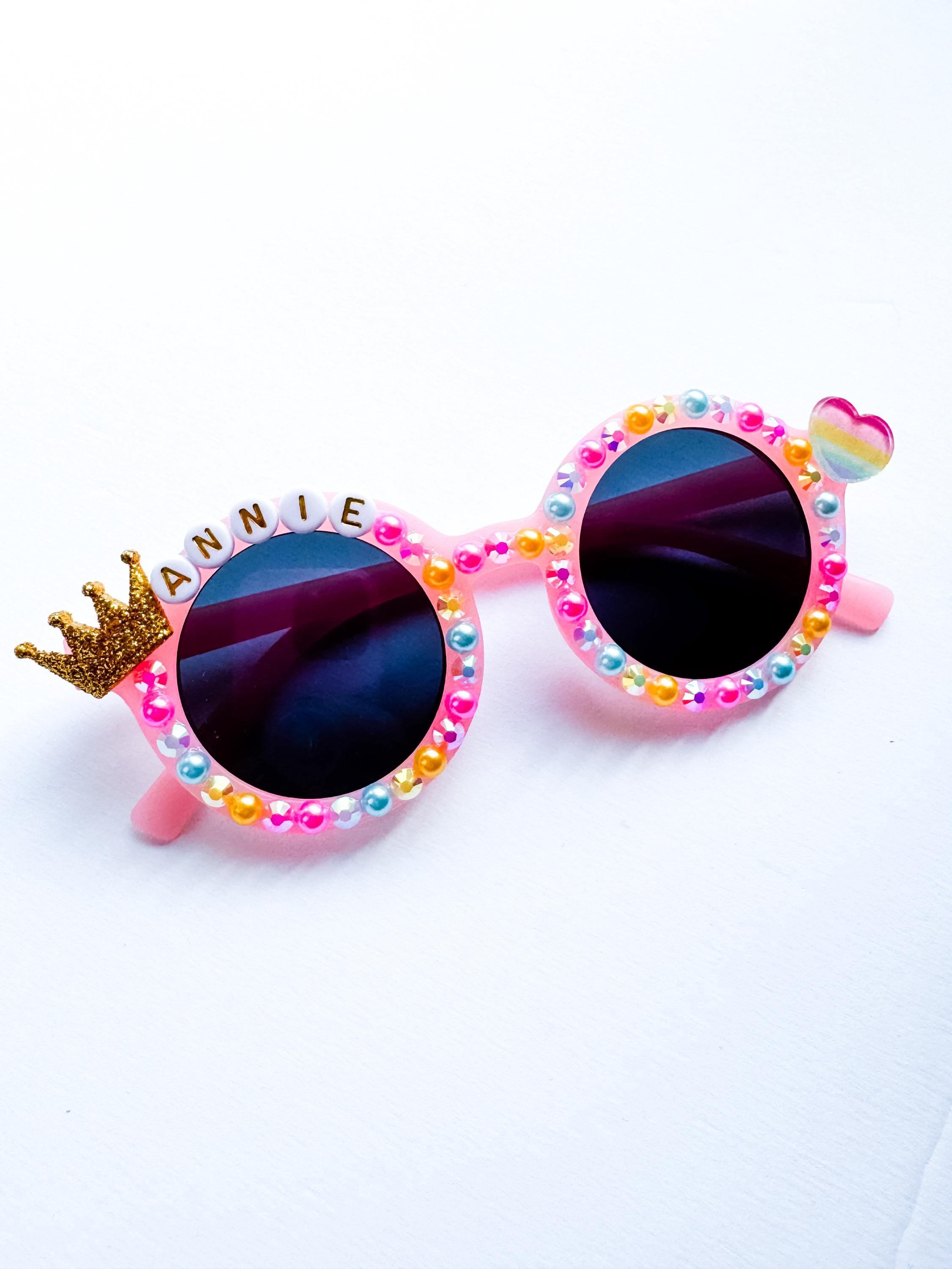 Custom Birthday Princess Rainbow Crown Kids Sunglasses | Character |  Sunnies | Girly Shades | Monogram Gift for Toddler | Personalized