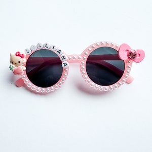 Custom Pink Bow Kitty Kids Sunglasses | Character Glasses | Fun Sunnies | Cute | Monogram Gift for Children | Personalized Toddler