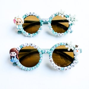 Custom Ice Queen Sister Kids Sunglasses | Character Glasses | Sunnies | Cute | Monogram Gift for Children | Personalized Toddler Elsa Anna