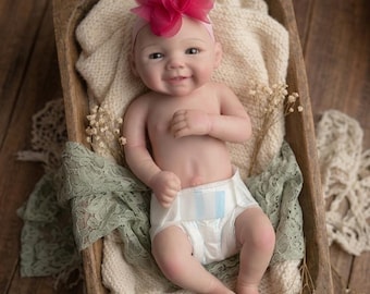 Full Body Awake Silicone Baby Doll 13 Inch, Realistic Lifelike Newborn, Anatomically Correct, Mini Silicone Baby, Handmade Collector Doll