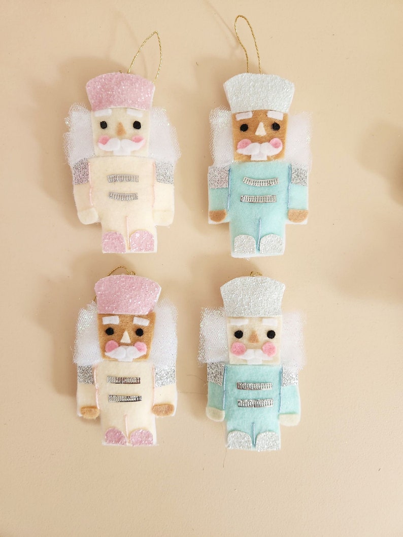 Felt Nutcracker Ornament, Christmas Ornament, Pastel Nutcrackers, Nutcracker Theme,nutcracker