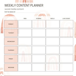Social Media Planner, Content Planner, Marketing Planner, Weekly Social Media Content Planner, Social Media Calendar, Content Organizer
