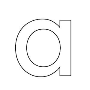 May include: A black and white outline of the letter 'a' in a simple, bold font.