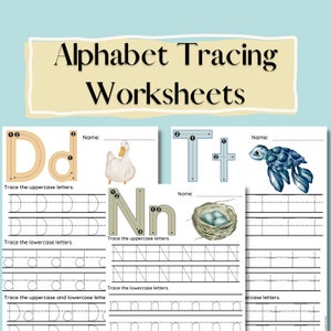 Druckbare Alphabet Tracing Worksheets l ABC Tracing l Großbuchstaben Tracing l Kleinbuchstaben Tracing l Homeschool l Vorschule l Kleinkind lernen