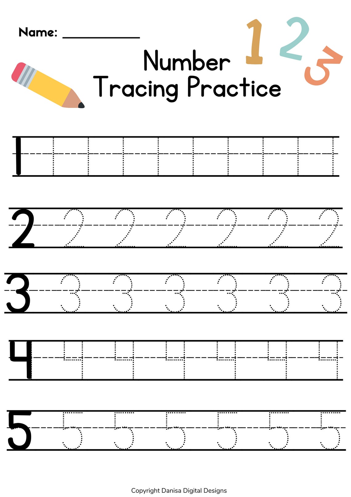 Printable Number Tracing Worksheet 1-10 Pdf L Number Practice Sheets ...